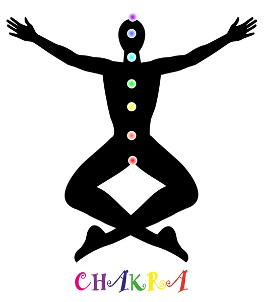 Yoga pose en chakra punt — Stockvector