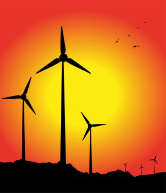 Rüzgar türbinleri siluet