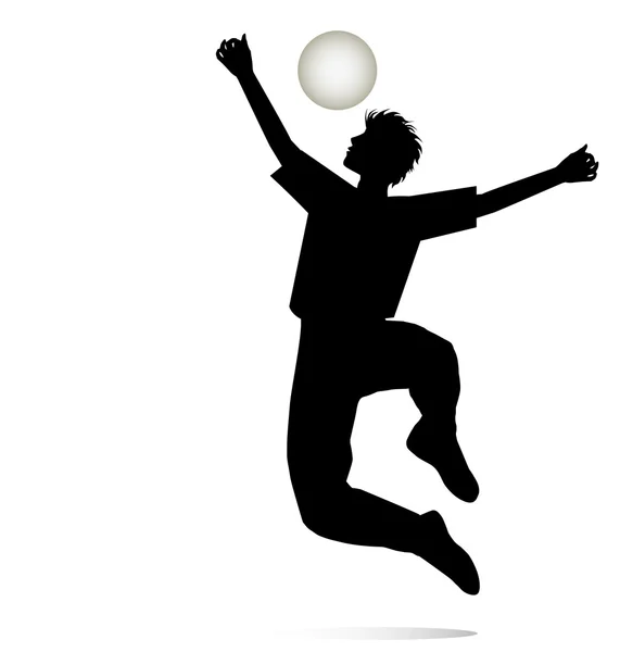 Glücklicher Junge Silhouette mit dem Ball — Stockvektor