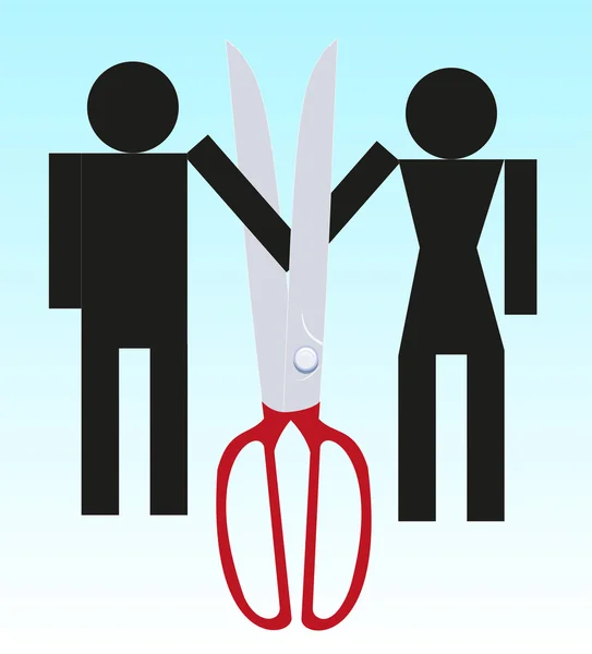 Illustration symbolique des ruptures de couple — Image vectorielle