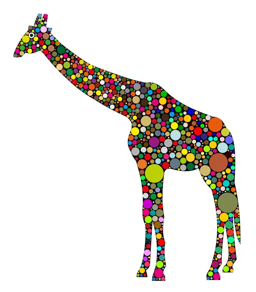 Giraffe samengesteld uit gekleurde cirkels — Stockvector