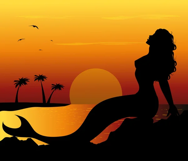 Mermaid silhouette — Stock Vector