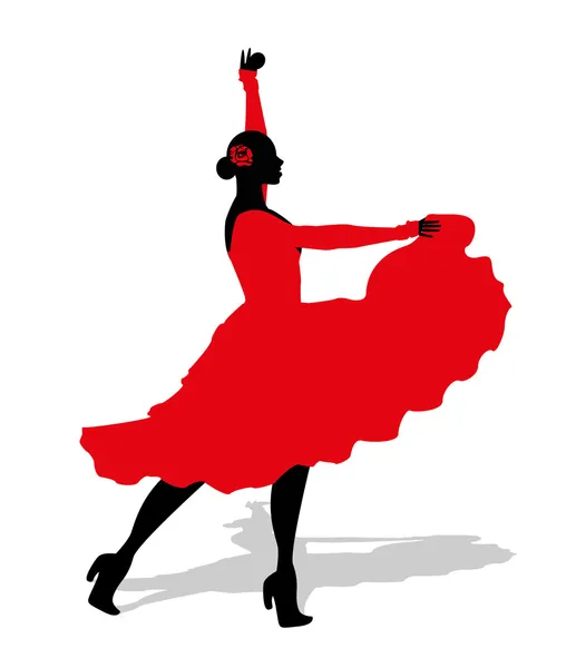Chica flamenca bailando — Vector de stock