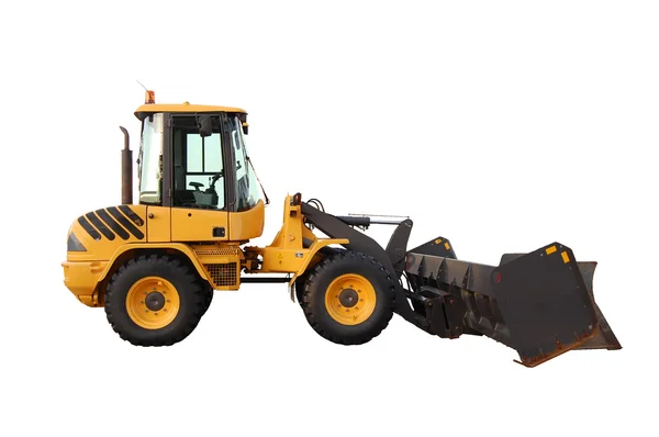 Skid steer loader with snow pusher attachment, isolated — Stock Photo, Image