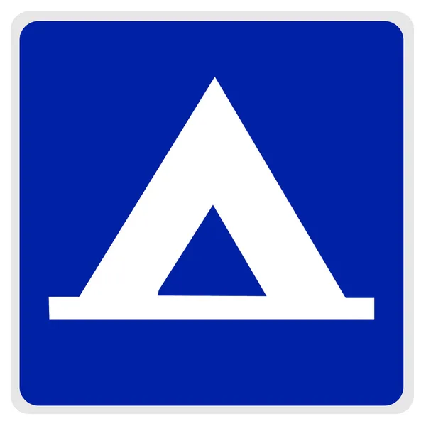 Droga znak - niebieski namiot — Zdjęcie stockowe