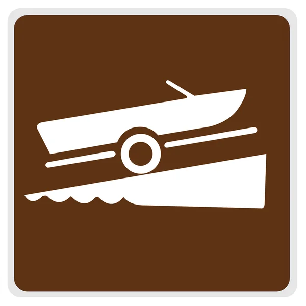 Uruchomienie znak drogowy - brązowy łódź — Zdjęcie stockowe