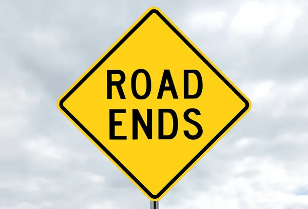 Road sign - road ends in clouds — Stock Photo, Image
