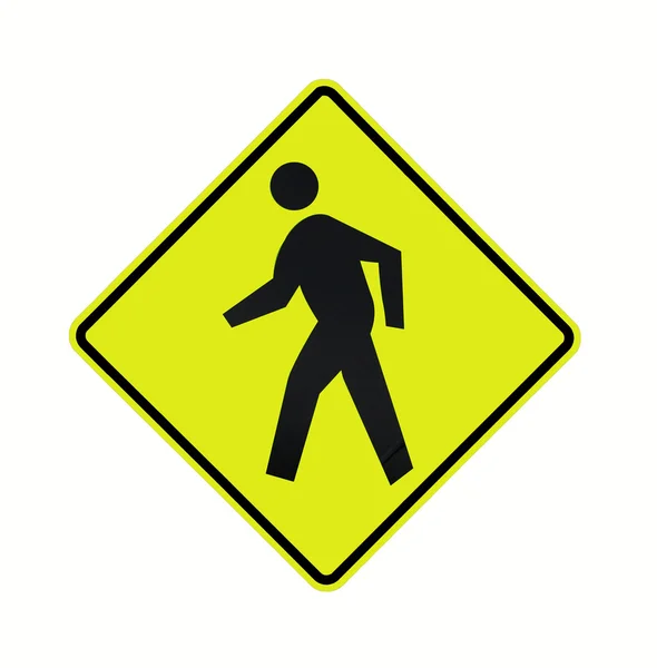 Road sign - crosswalk fluorescent — Stock Photo, Image