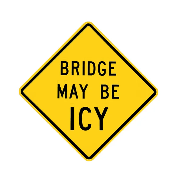 Road sign - bridge may be icy, isolated — Stock Photo, Image
