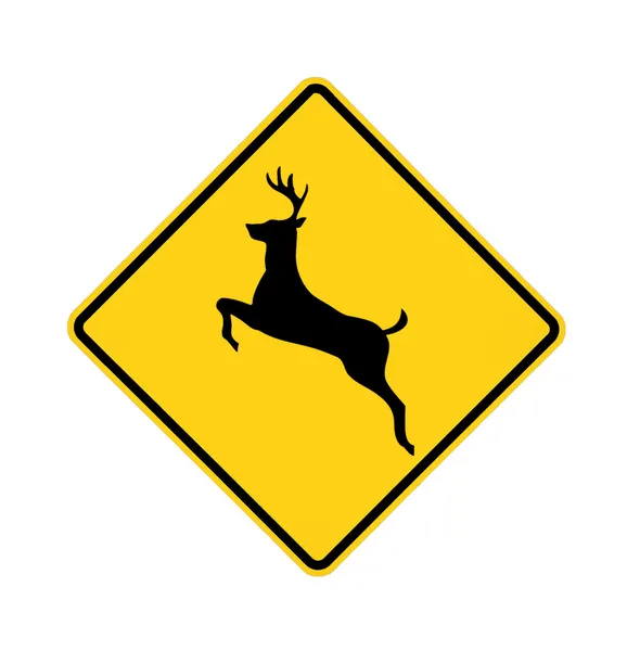 道路标志-穿越的鹿 — 图库照片