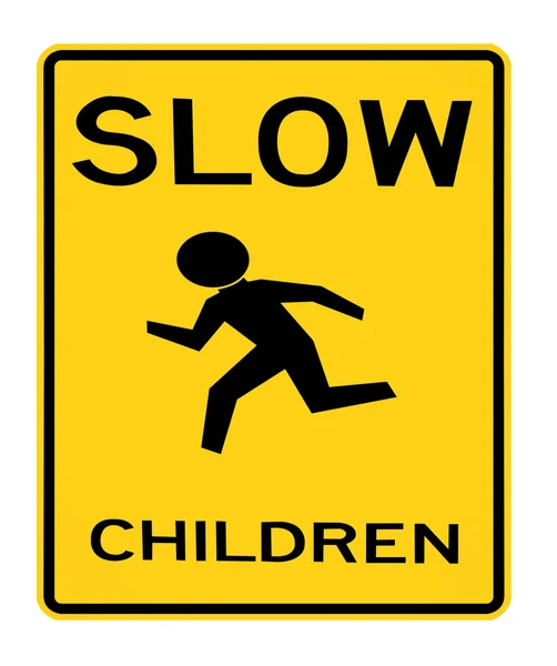 Road sign - slow children — Stock Photo, Image