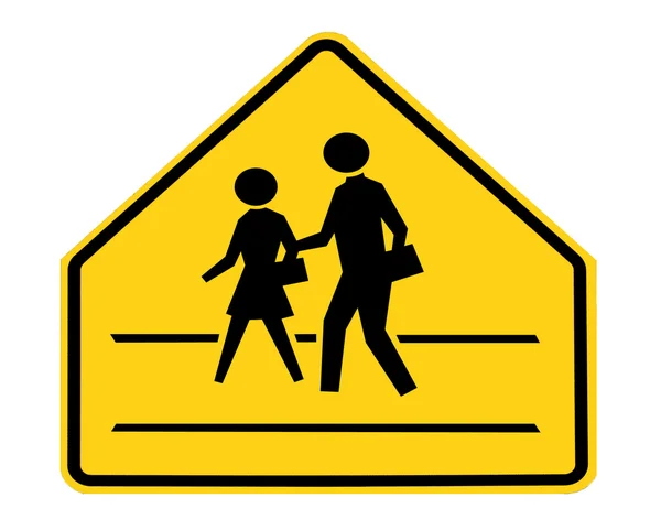 Дорожній знак - шкільний перехід — стокове фото