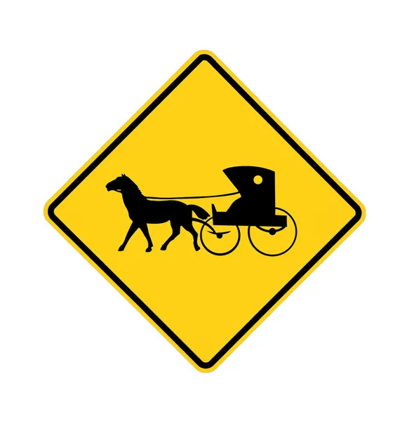 Señal de tráfico - Buggy amish y caballo — Foto de Stock