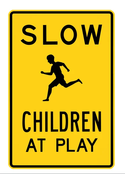 Road sign - slow children at play — Stock Photo, Image