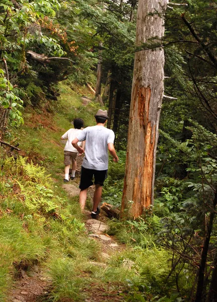 Boys running in trail — Stock Photo, Image
