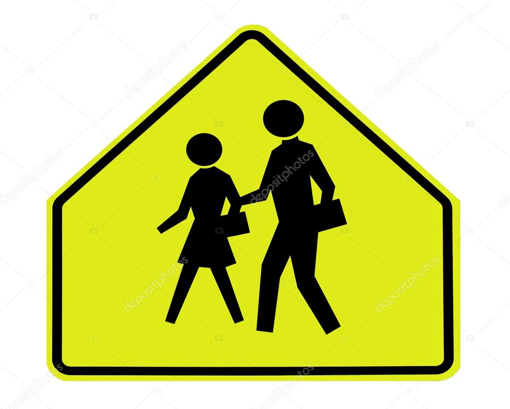 Road sign - school crossing fluorescent