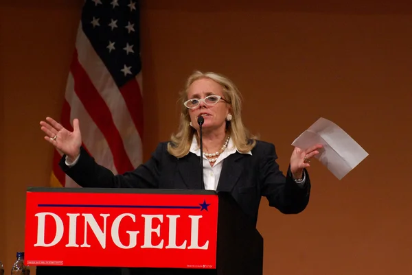 Debbie dingell mówi john dingell wiecu — Zdjęcie stockowe