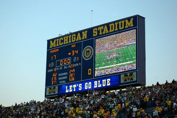 Scorebord aan einde van michigan vs. michigan staat spel — Stockfoto