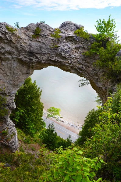 Arch Rock primo piano, Isola di Mackinac Immagine Stock