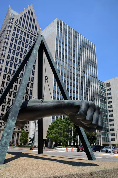 Monumento a Joe Louis a Detroit, MI, primo piano Immagini Stock Royalty Free