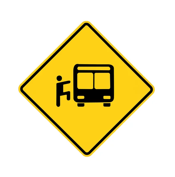 Road sign - yellow - rider and bus — Stock Photo, Image