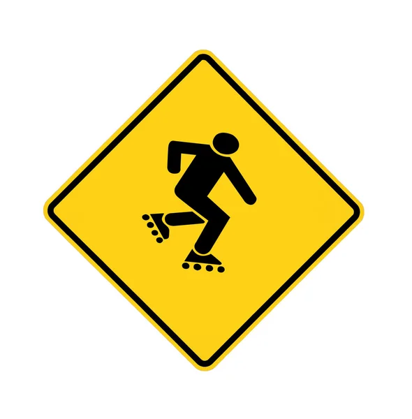 Road sign - yellow - skater — Stock Photo, Image