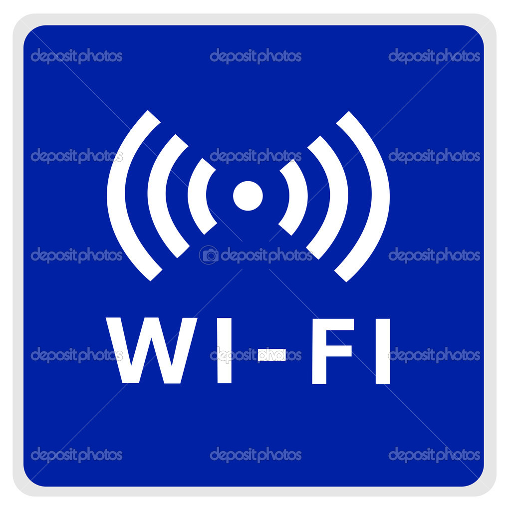 road sign - blue with wifi