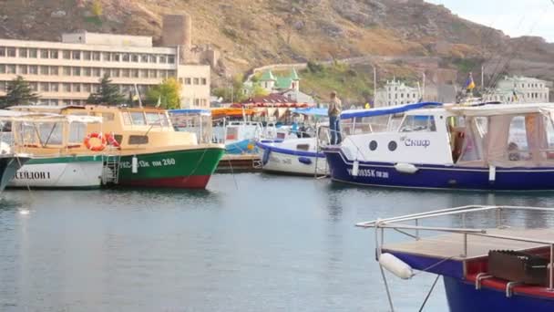 Yachts on the quay ktera — Stok video