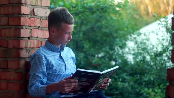 Boy and book — Stock Video