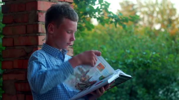 Jongen en boek — Stockvideo