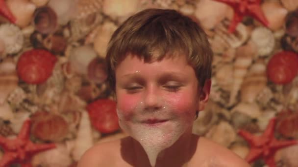 Boy with soap beard — Stock Video