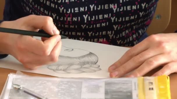 Woman Hand draws — Stock Video