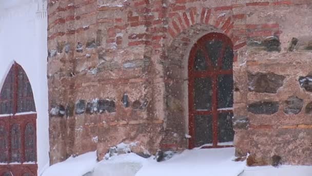 Church in winter park — Stock Video