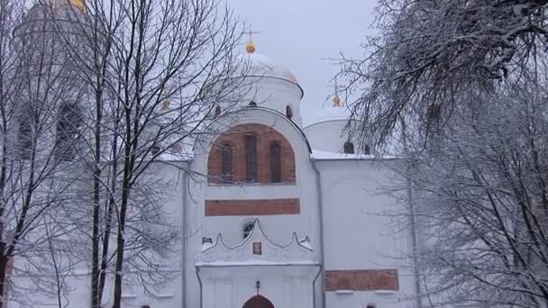 Εκκλησία στο πάρκο του χειμώνα — Αρχείο Βίντεο