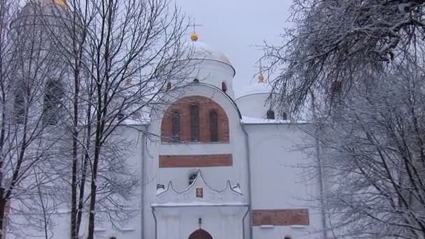 Kirche im Winterpark — Stockvideo