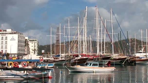 Yates en la bahía — Vídeos de Stock