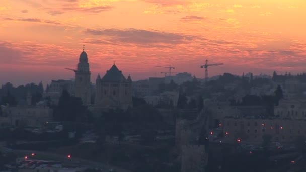 Jerusalém velho pôr do sol — Vídeo de Stock