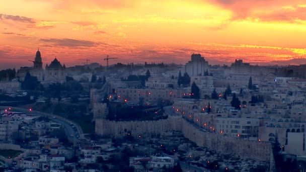 Jerusalém velho pôr do sol — Vídeo de Stock