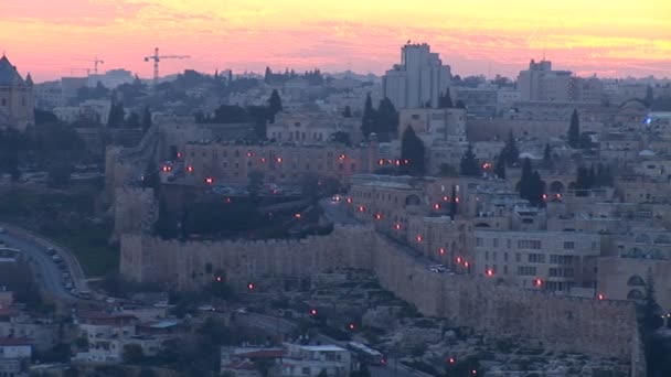 Jerusalém velho pôr do sol — Vídeo de Stock