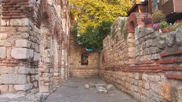 Nessebar muur — Stockvideo