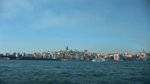 Bosporus van galata tower — Stockvideo