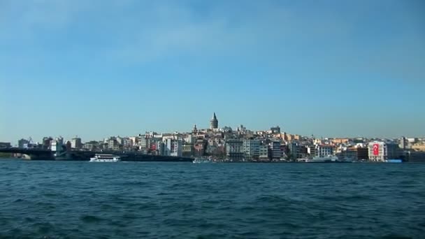 Bosphorus view of Galata Tower — Stock Video