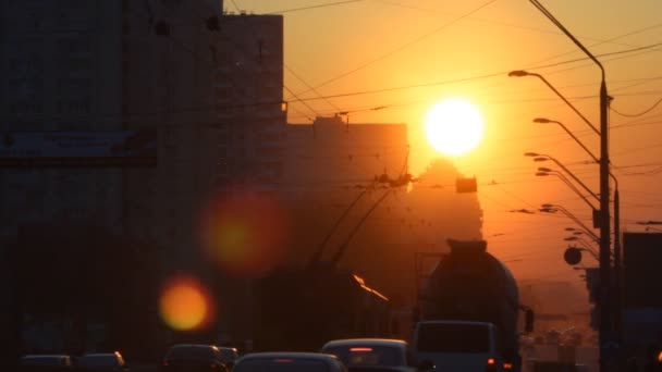 Urban sunset road — Stockvideo