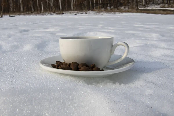 Filiżankę Kawy Śniegu — Zdjęcie stockowe