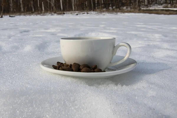 Uma Xícara Café Neve — Fotografia de Stock