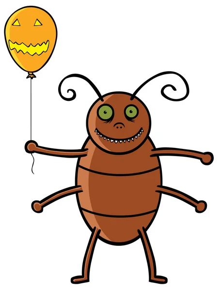 Cockroach holding Halloween balloon — Stock Vector