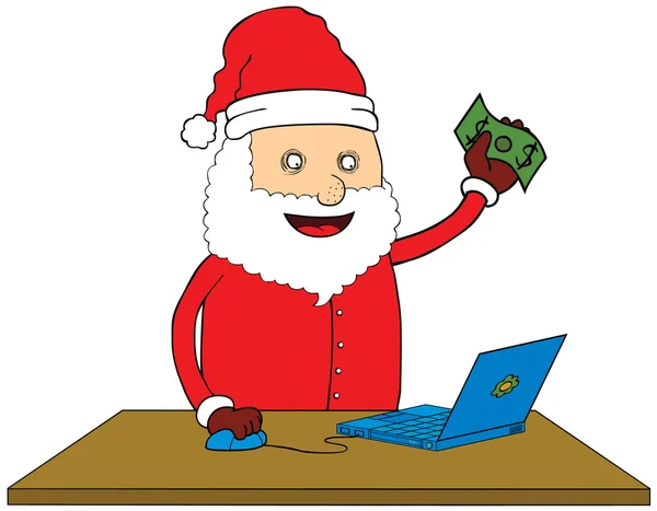 Santa claus doen online-shop — Stockvector