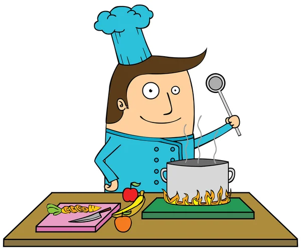 Chef-kok in de keuken — Stockfoto
