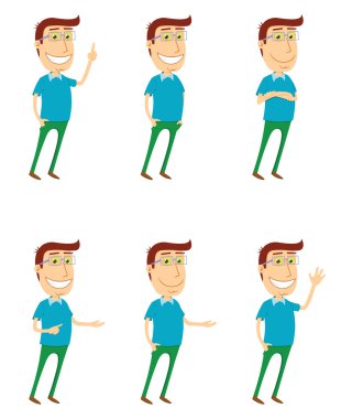 çeşitli pozlar duran adam
