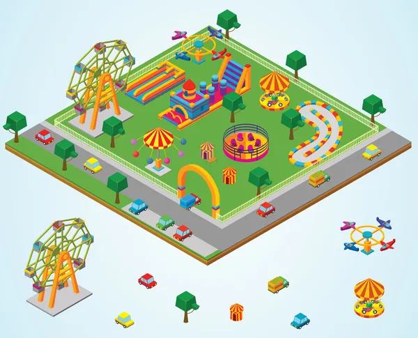 Isometric Carnival park — 图库照片